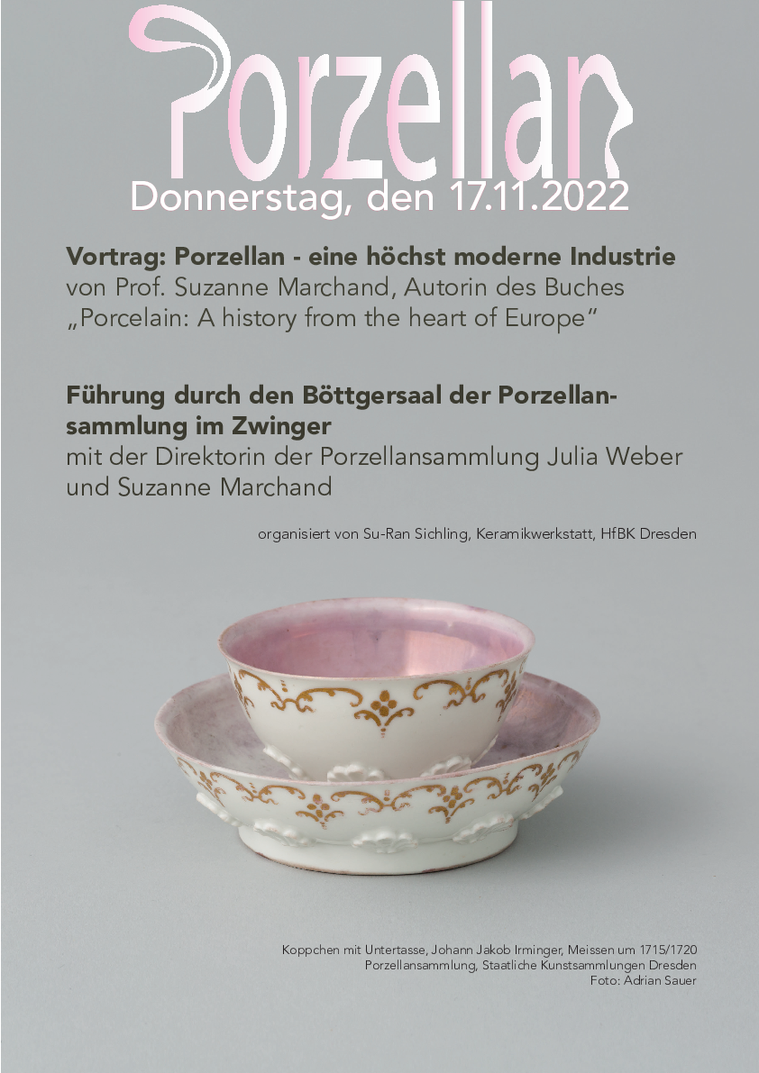 Porzellan weiß und rosa dazu Text mit den Terminen