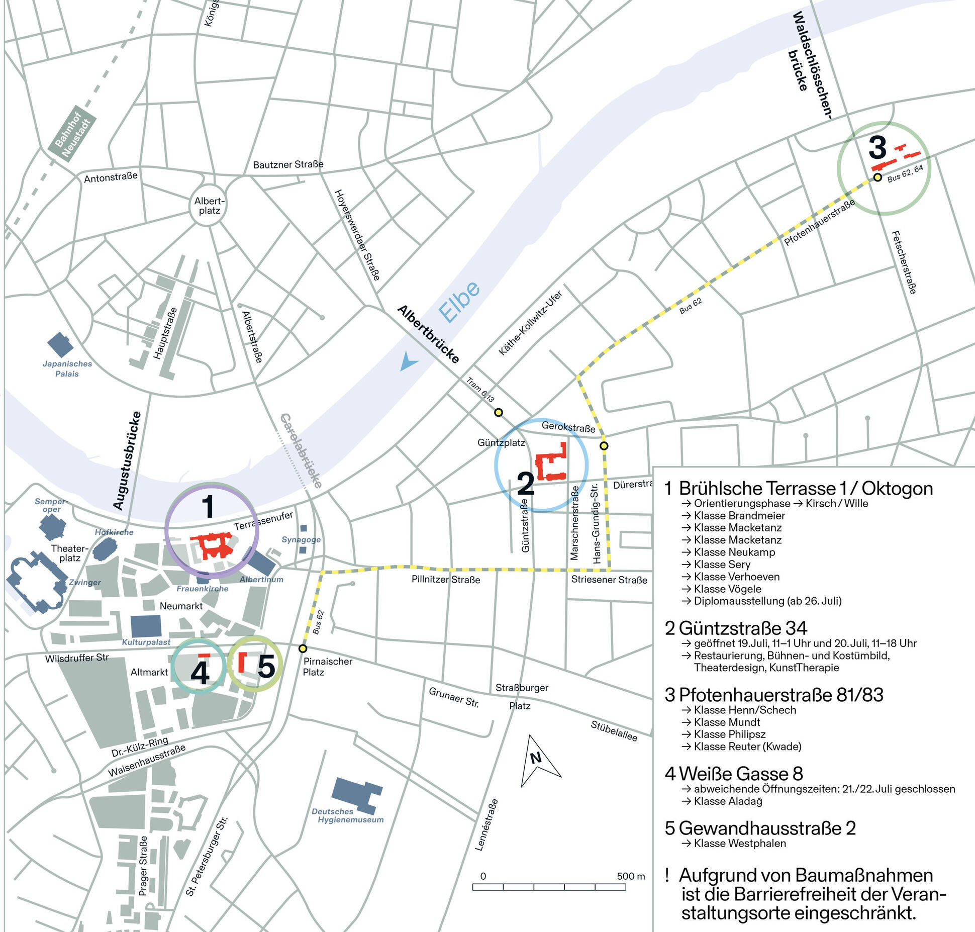 Locations of the annual exhibition