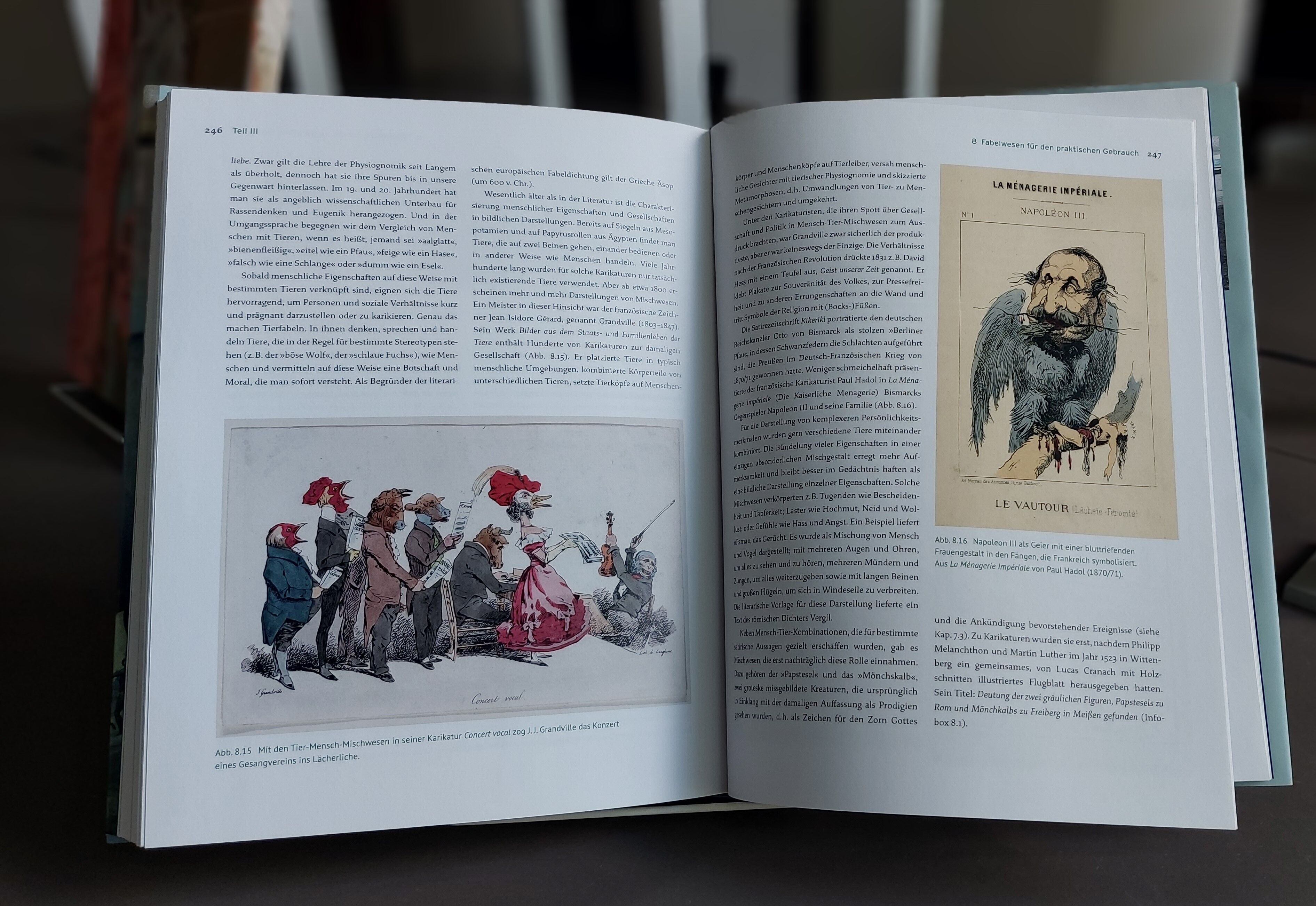 opened book, images of fantastic creatures