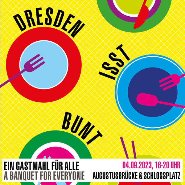 Flyer bunt Einladung zum Gastmahl für alle 2023