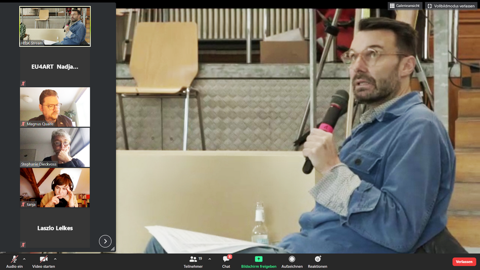 Round Table Discussion Screenshot mit Thomas Geisler, Magnus Quaife, Stephanie Dieckvoss und Tanja Klemm