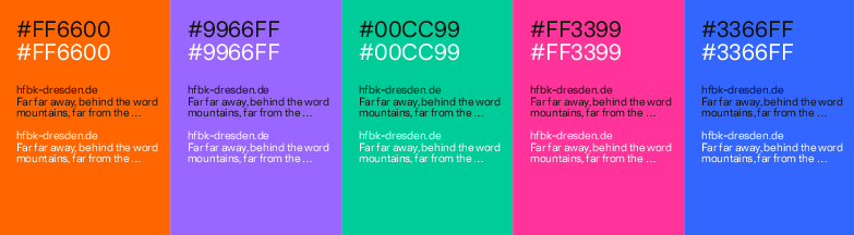 Darstellung der Web-Farb-Codes