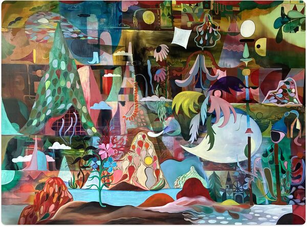 Bunte Malerei mit surrealen Elementen