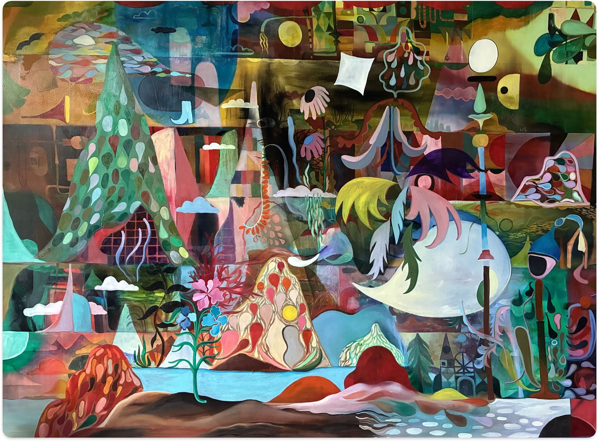 Bunte Malerei mit surrealen Elementen