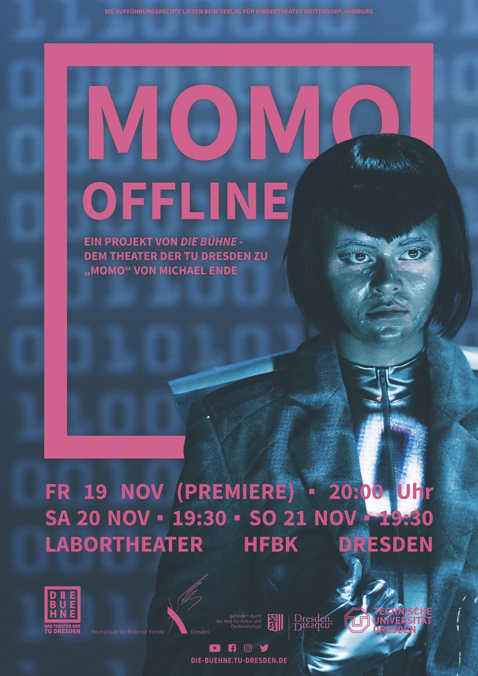 Plakat des Theaterstücks "Momo Offline"