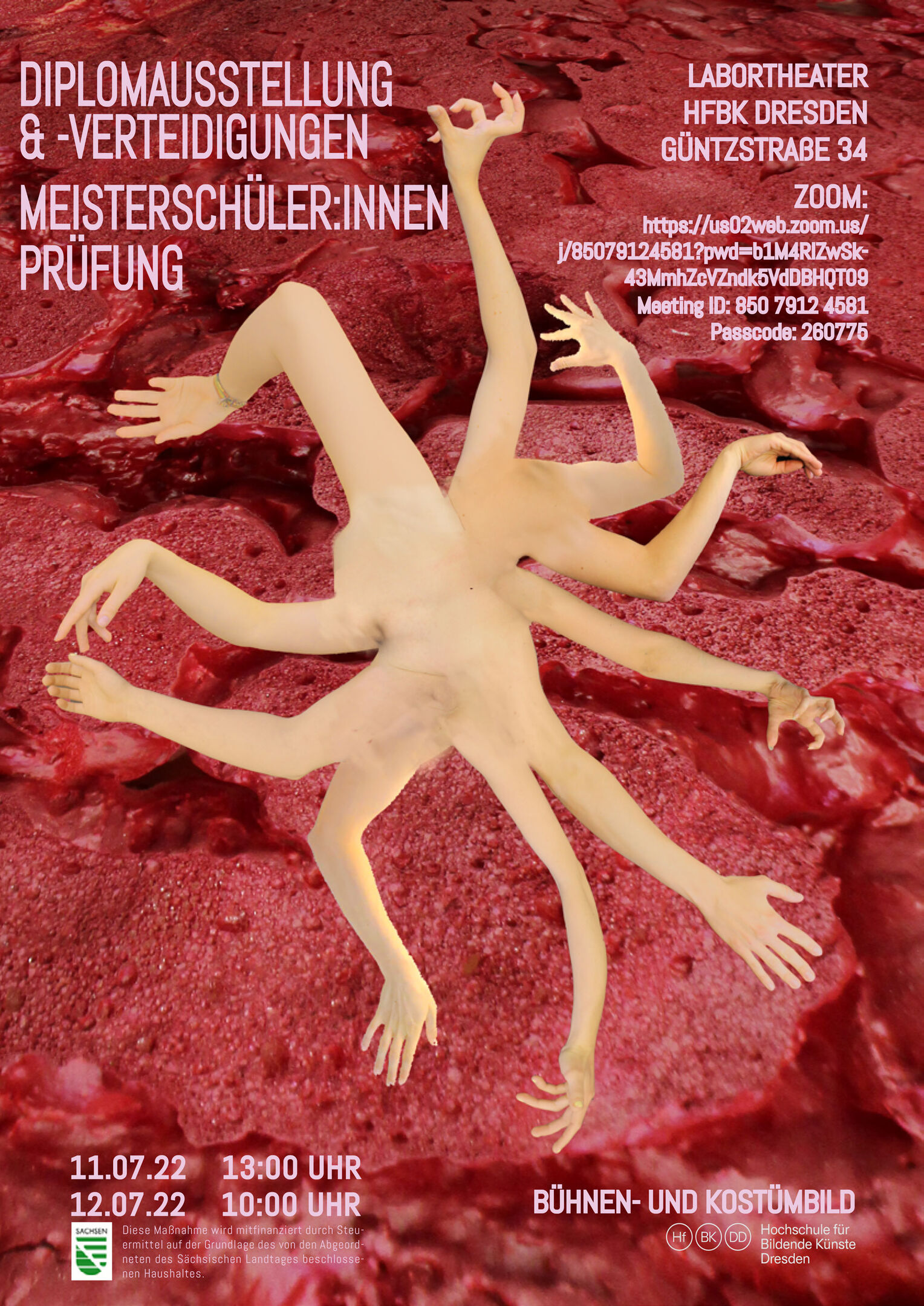 Poster der Präsentationen der Abschlussarbeiten des Studiengangs Bühnen- und Kostümbild
