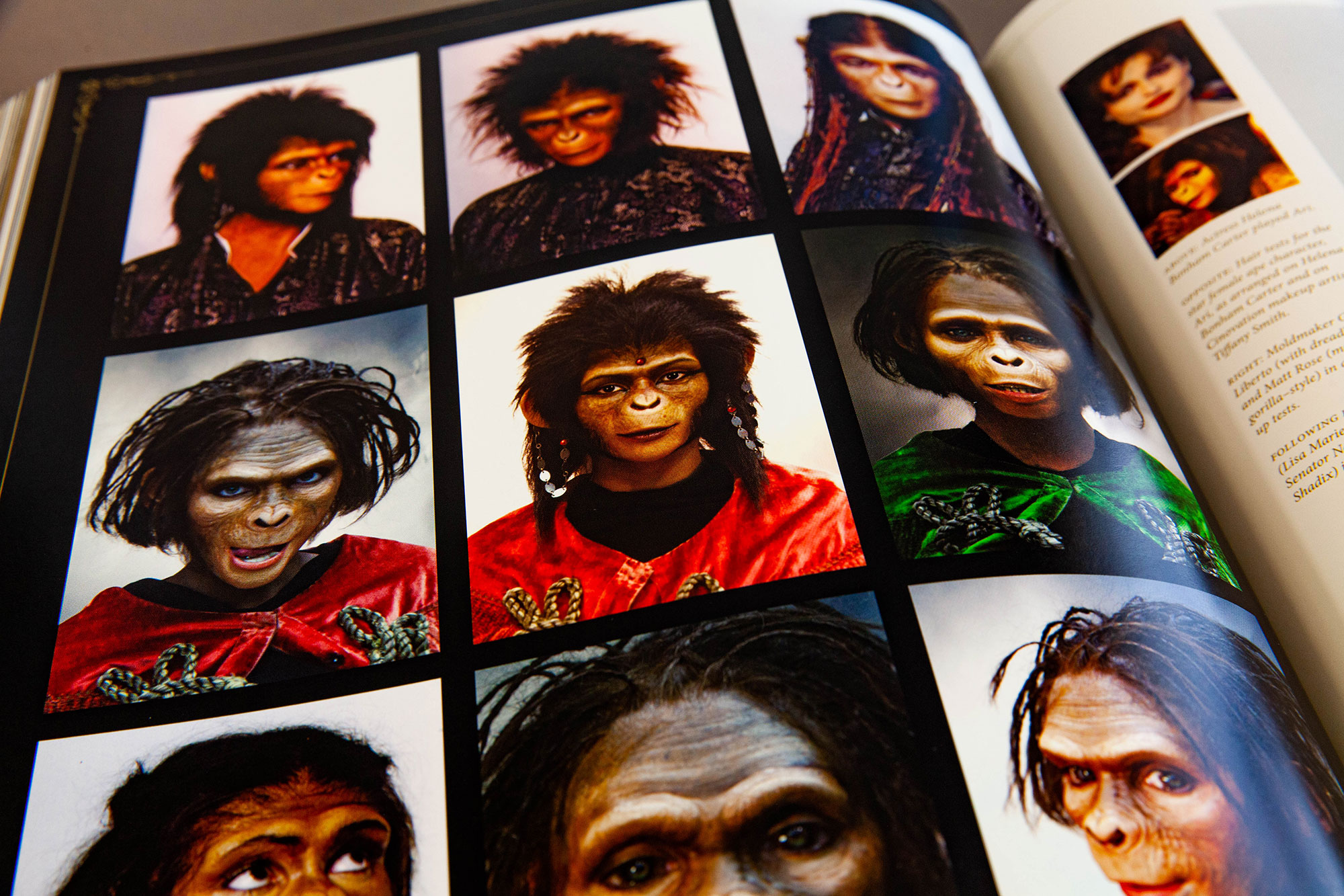 Opened up book. The page shows several make-up designs.