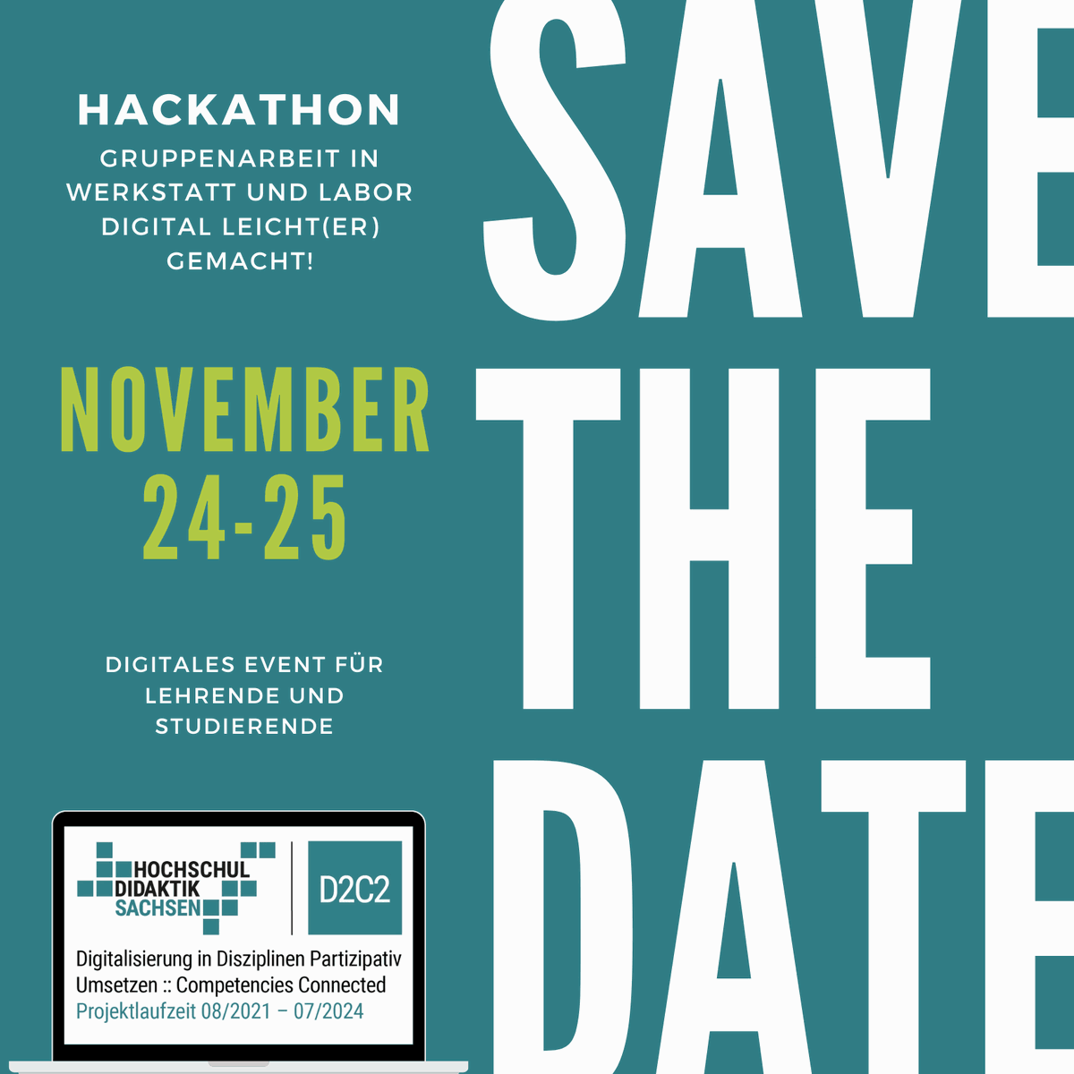 Grafik mit Save the Date für den Hackathon am 24. und 25. November