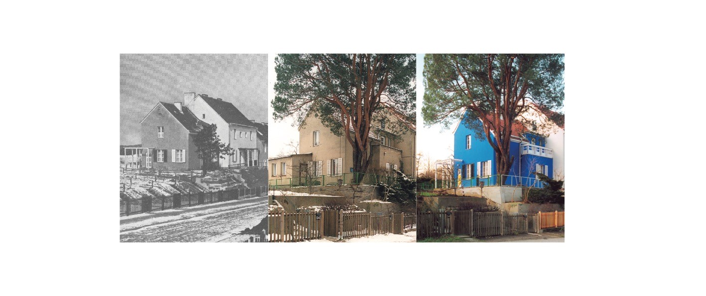 [Translate to Englisch:] Gartenstadt Falkenberg, vor und nach der Restaurierung