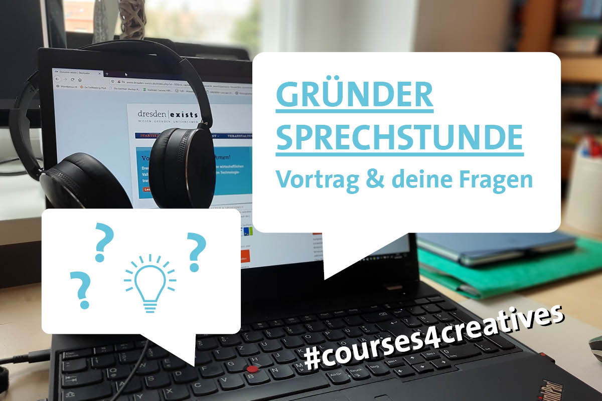 Grafik Gründersprechstunde | Vortrag und deine Fragen | #courses4creatives