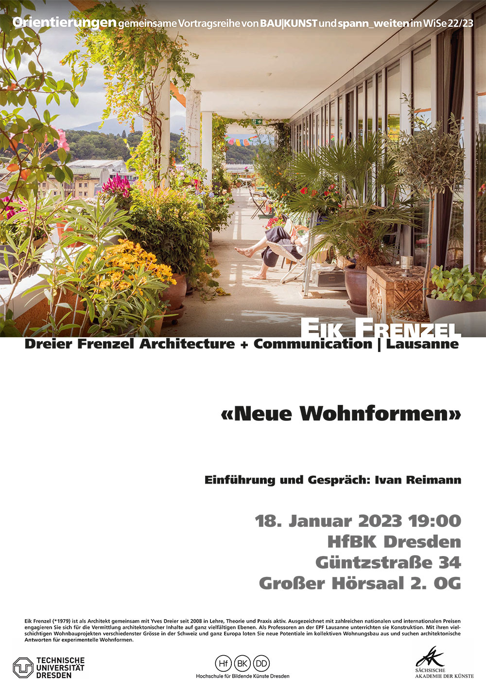 Plakat für den Gastvortrag "Neue Wohnformen"