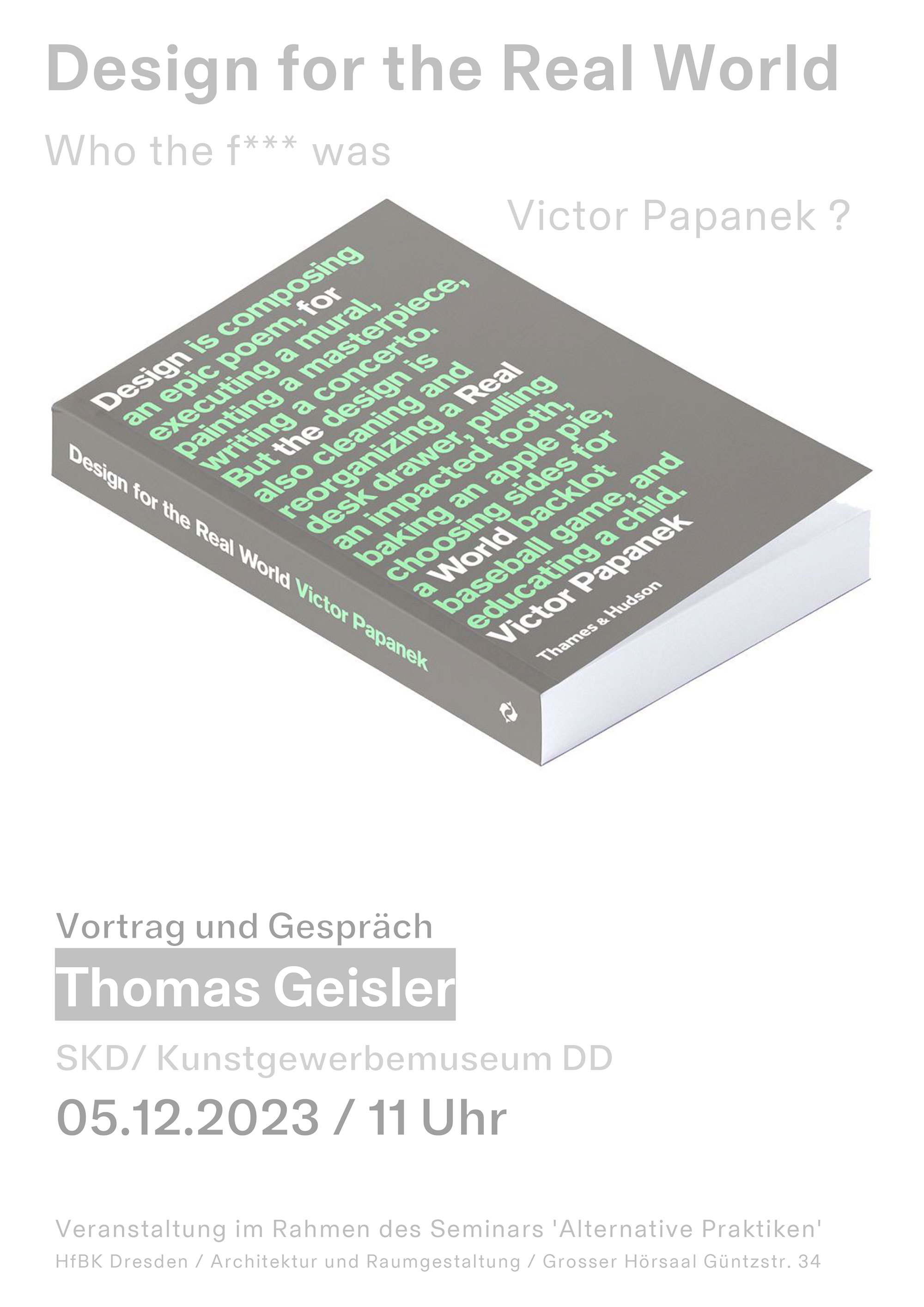 Plakat zum Gastvortrag "Design for the real world"