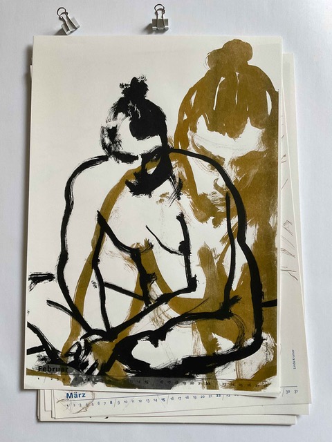 Aktzeichnung, Umrisse gedoppelt Aktzeichnung, Umrisse gedoppelt