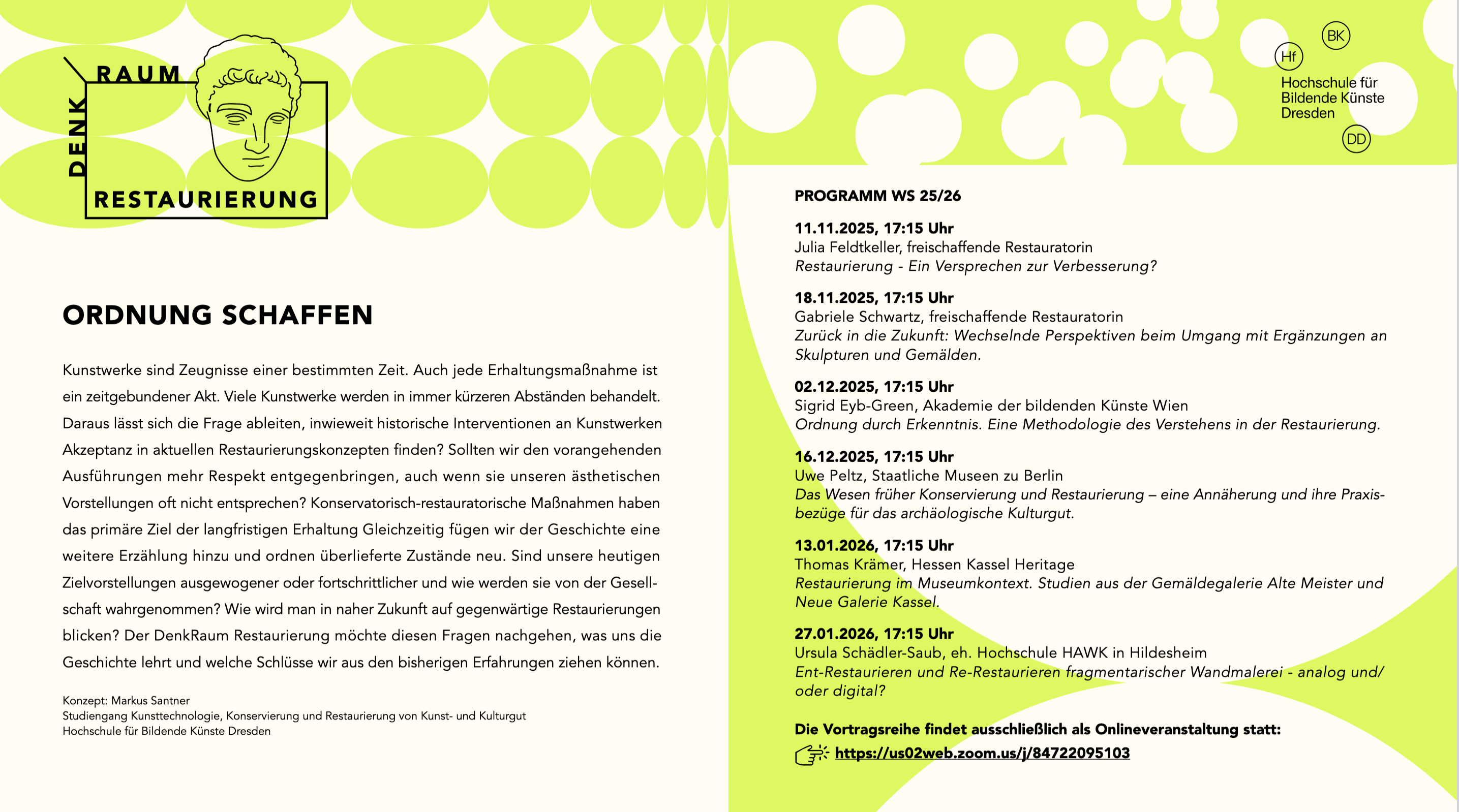 Ordnung schaffen Veranstaltungsplakat mit Timetable