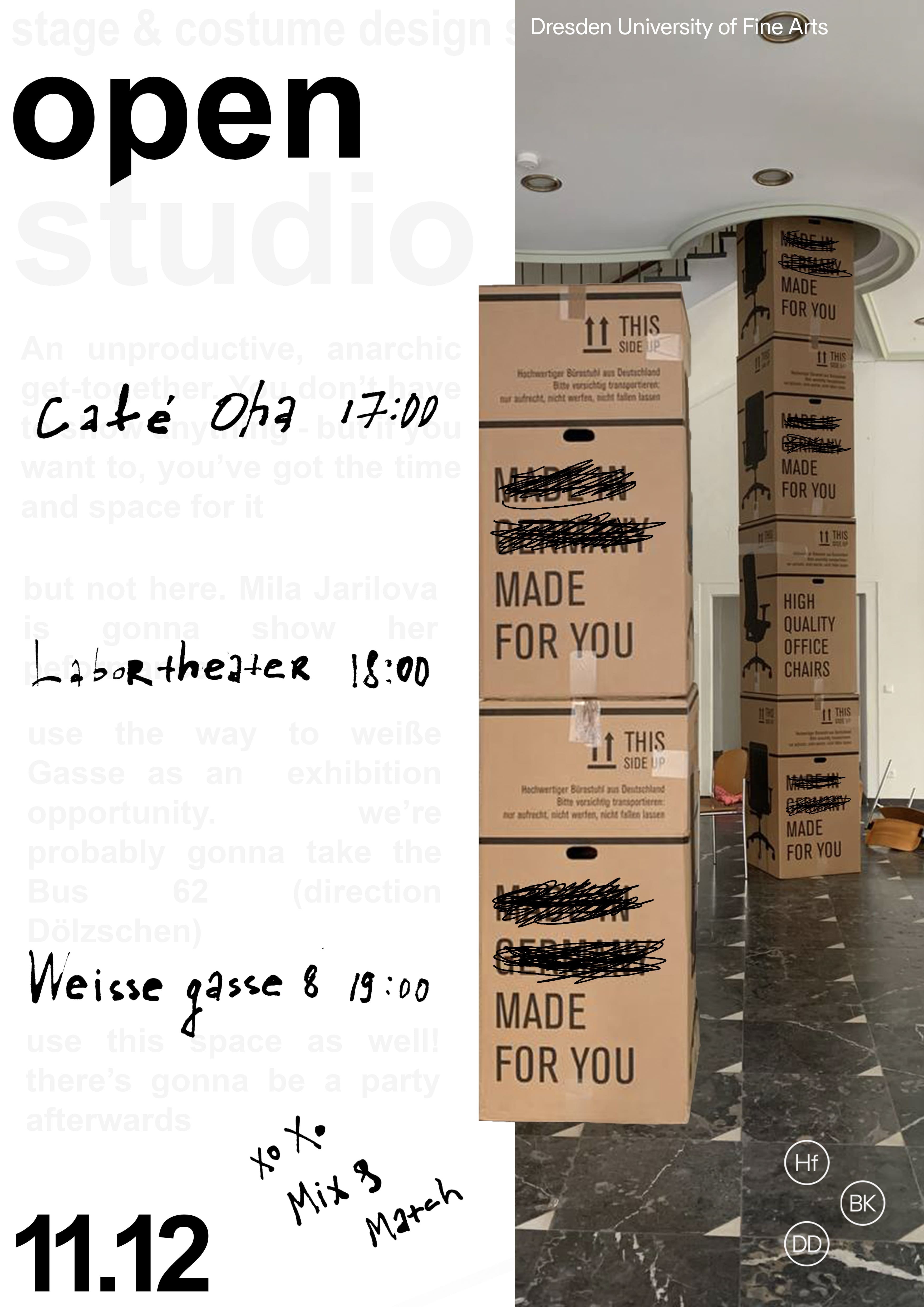 Typografie und Foto von Kistenstapeln