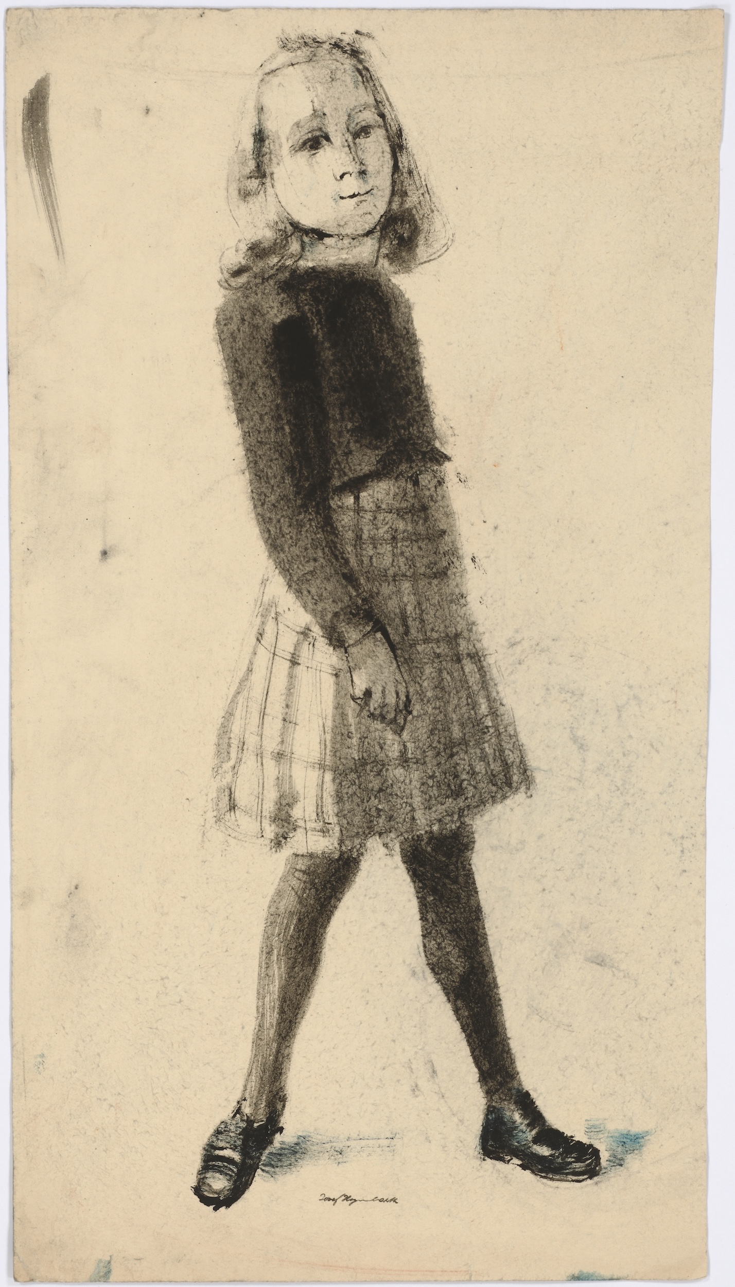 Josef Hegenbarth: Stehendes Mädchen im karierten Rock