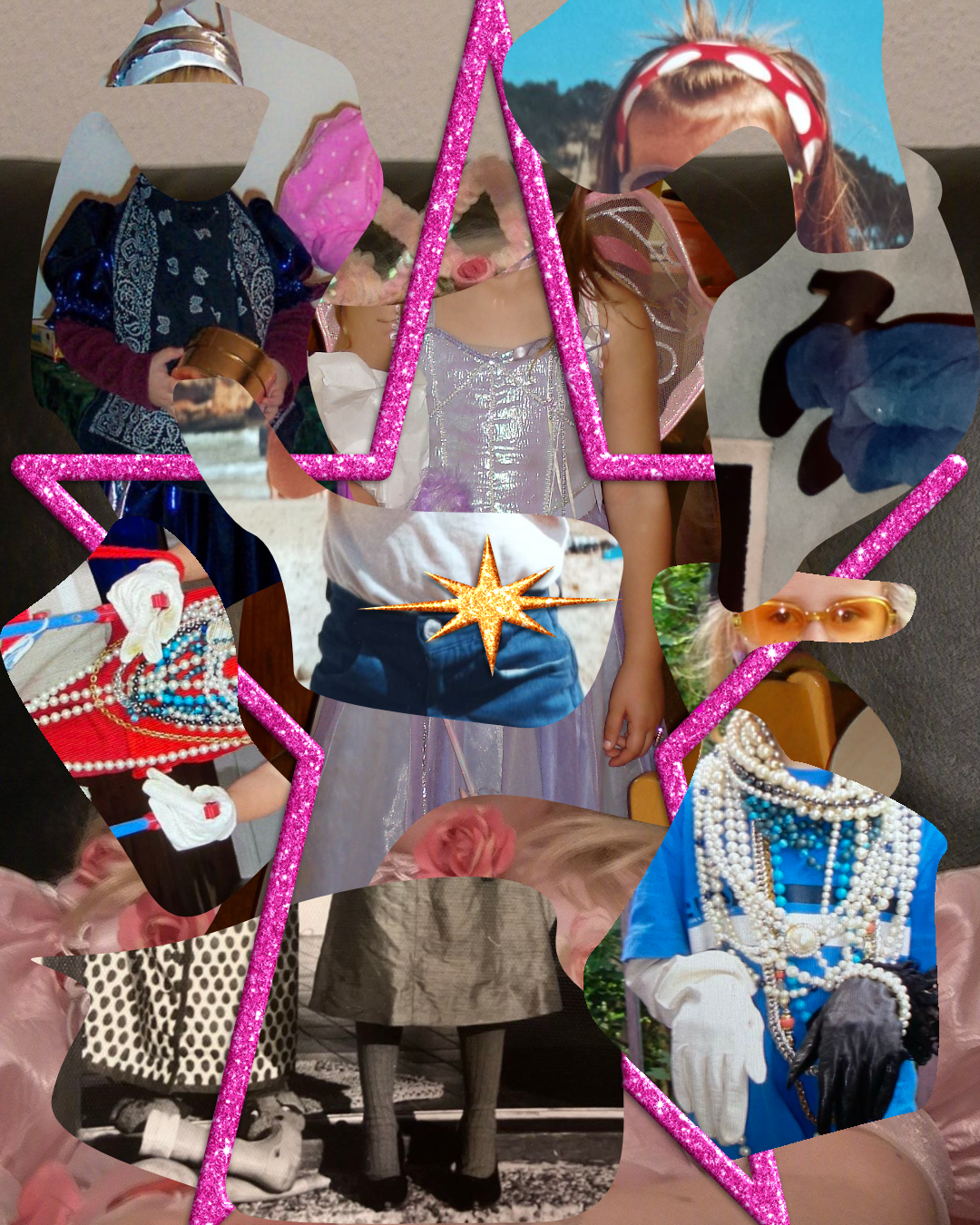 Y2k Style Fotocollage mit rosa Herz in der Mitte