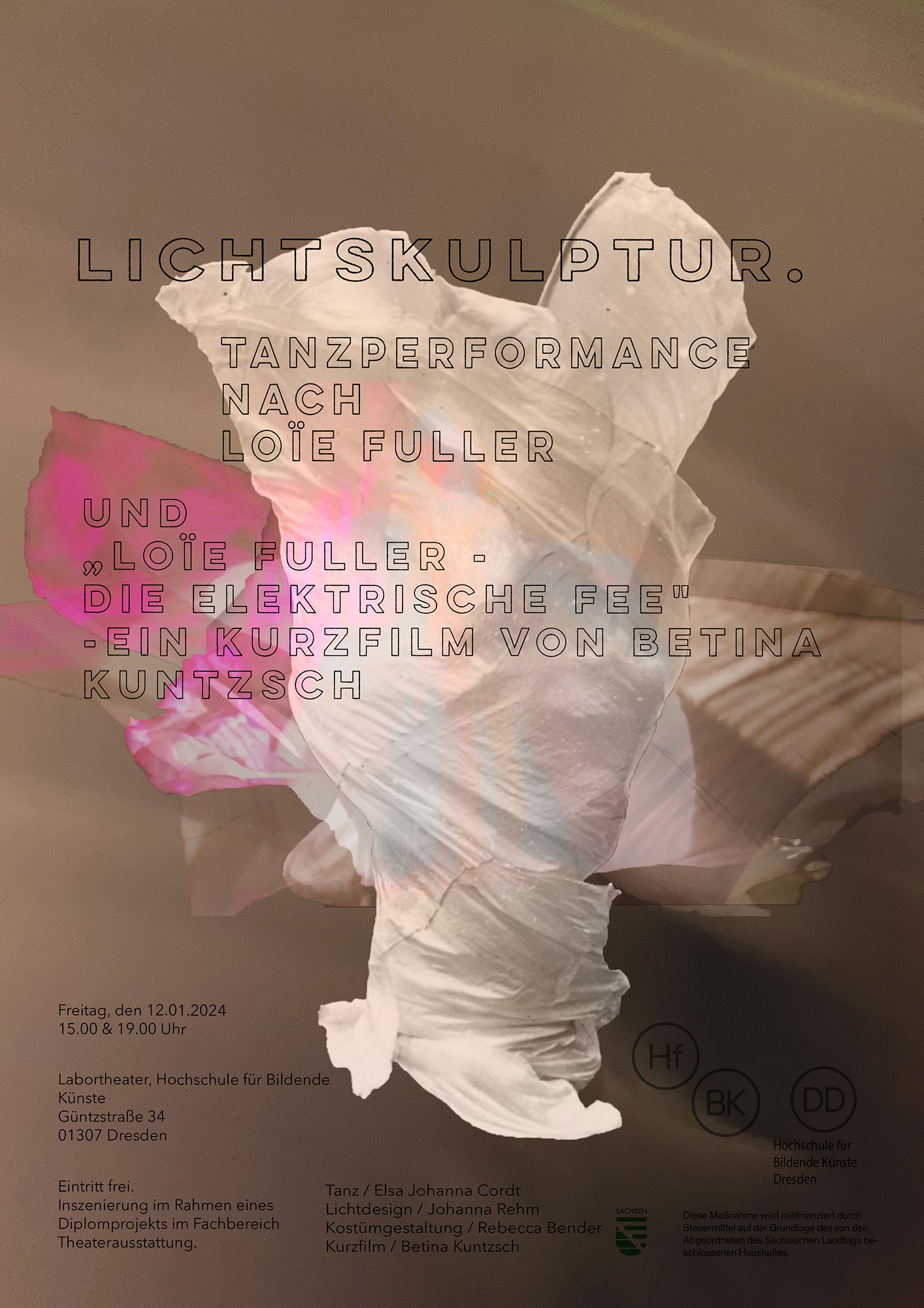 Plakat zur Tanzperformance "Lichtskulptur"