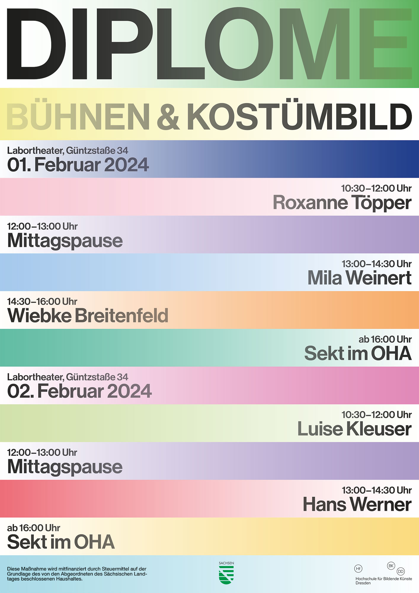 Plakat für die Diplome des Studiengangs Bühnen- und Kostümbild